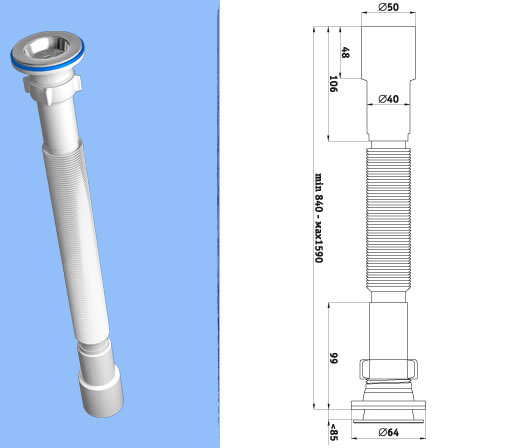 G116 АНИ Гофросифон удлиненный 1 1/2x40/50